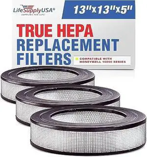 True HEPA Air Cleaner Filter Replacement Compatible with Honeywell Silentcomfort HRF-D1 HRF-11N HWLHRF1, Filter D by LifeSupplyUSA (3-Pack)