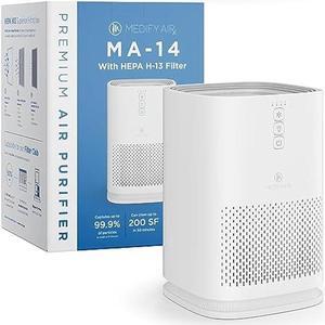 Medify Air MA-14 Air Purifier with H13 True HEPA Filter | 200 sq ft Coverage | for Allergens, Wildfire Smoke, Dust, Odors, Pollen, Pet Dander | Quiet 99.7% Removal to 0.1 Microns | White, 1-Pack