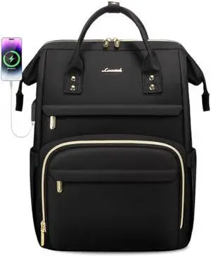 LOVEVOOK Laptop Backpack for Women,15.6 Inch Professional Womens Travel Backpack Purse Computer Laptop Bag Nurse Teacher Backpack,Waterproof College Work Bags Carry on Back Pack with USB Port,Black