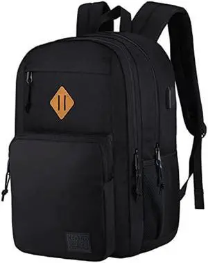 KEOFID classic carry-on travel backpack for men and women, Anti theft laptop backpack with USB charging port, work backpack, large backpack for college, water resistent, gift choice(BLACK)