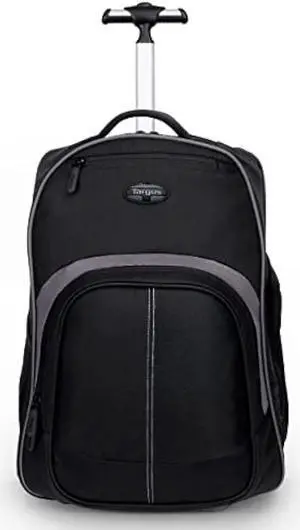 Targus 16 Inch Compact Rolling Backpack, Black - Wheeled Travel Bag with Removable Protective Laptop Sleeve, Fits Laptops Up to 16 and MacBook Pros up to 17 (TSB750US)