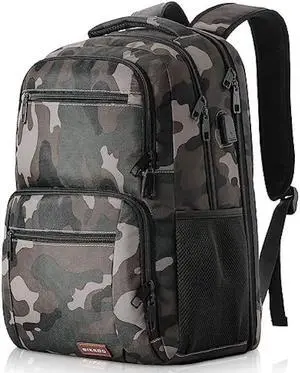 BIKROD Travel Laptop Backpack, School Backpacks for Teen Boys Water Resistant Back Pack with USB Charging Port, Business Anti Theft Durable Computer Bag Gifts Fits 15.6 Inch Laptop-Camouflage