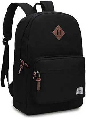 RAVUO Backpack for Men Women, Water Resistant 15.6 inch Laptop Backpack Bookbags College Daypack Black Backpack Bag with Side Pockets