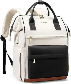 LOVEVOOK Laptop Backpack for Women Teacher Nurse Bag, 15.6 Inch Womens Work Bags, Waterproof Travel Backpack Purse, Business Computer Laptop Bag with USB Port, Black