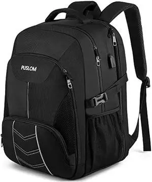 PUSLOM Extra Large Backpack for Men 55L,18.4Inch Travel Laptop Backpack with USB Charging Port Business Flight Approved Carry On Backpack,TSA Big Capacity Heavy Duty Computer Bag,Black