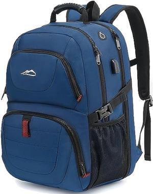 ProEtrade Travel Backpack, Extra Large Laptop Backpack School Business Anti Theft TSA Approved College Work Computer Bag Fits 17 Inch Laptop with USB Charging Port Bookbag for Women Men(Blue)