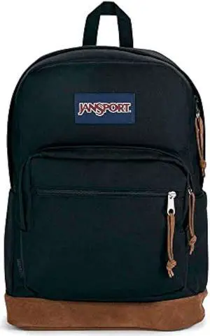 JanSport Right Pack Backpack - Travel, Work, or Laptop Bookbag with Leather Bottom, Black