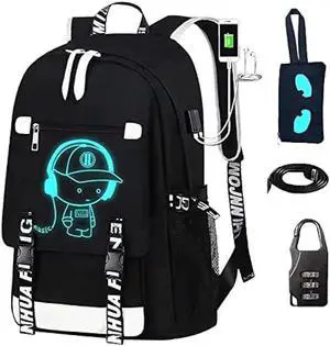 RM Family Backpack for Boys, 15.6 Laptop Backpack with USB Charging Port, Bookbag for School with Anti-Theft Lock,Teens Backpack Cool Backpack for Boys Includes Pencil Bag,luminous backpack