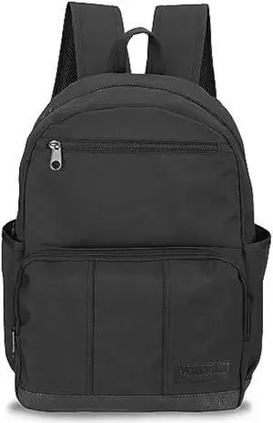 Wrangler Industry Backpack Classic Logo Water Resistant Casual Daypack with Padded Laptop Notebook Sleeve (Black)