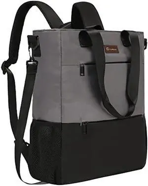 CYUREAY Convertible Backpack Tote Women Laptop Daypack Water Resistant Casual Backpack for Work Computer Fits 15.6-Inch Laptop & Tablet, Grey