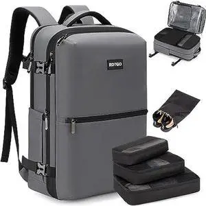 RDTGO Travel Backpack for Men Women, Extra Large 40L Flight Approved Carry on Backpack,Waterproof Travel Essentials with 4 Packing Cubes, Expandable 17 Inch Laptop Backpack for Casual Business College