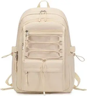 Sunborls Travel Laptop Backpacks with Girls Weekend Leisure Day Vacation Backpack Unisex 15.6inch School Cute Lightweight High-Capacity The Gift Bookbag(Off-White)