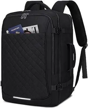 IGOLUMON Travel Backpack for Men Women 40L Flight Approved Carry on Backpack 17 Inch Waterproof Laptop Backpack Large Luggage Daypack Business College Weekender Backpack with Shoe Bag, Dark Black