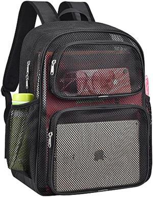 MAY TREE Mesh Backpack for School with Inner Laptop Compartment, Heavy Duty Mesh Backpacks for Adults Girls Boys Kids with Padded Shoulder Straps, Large Mesh Backpack for Travel Beach Hiking - Black