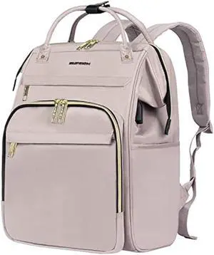 EMPSIGN Laptop Backpack for Women 15.6 Inch Travel Work Backpack, 35L Waterproof Backpack Pures with USB Port & RFID Blocking, Largre Capacity Casual College Backpack, Grey Pink