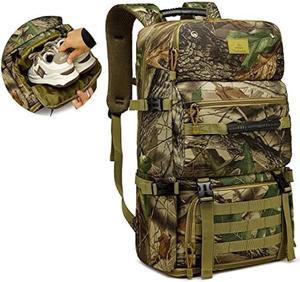 TUGUAN 50/60L Travel Backpack, Camo Laptop Backpack for Men Large Capacity Military Tactical Hiking Backpack with Shoe Compartment Expandable Outdoor Canvas Rucksack for Travel Camping Climbing