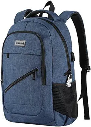 Mecrowd Laptop Backpack for Women, Anti Theft Backpack with USB Charging Port, 15.6 Inch Large Backpack for Travel Business (Blue)