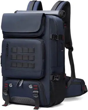 Men travel backpack,waterproof 17 inch Business Laptop Backpack with Separate Shoe Bag,Hidden USB charging port Hiking backpack 50L outdoors trekking backpack  (blue)