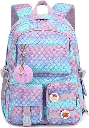 KIDNUO Girls Backpack,15.6 Inch Laptop School Bag Large Primary Elementary Middle College Bookbags Kids Backpacks for Teens Girls Women Students Anti Theft Travel Daypack (Purple)