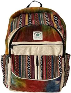 Zillion Craft himalayan hemp back pack. Laptop, Tablet carrying school, college, travel back pack. Hand made strong multi pocket back pack.