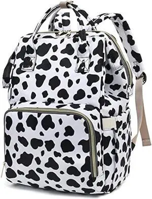 Dezcrab Cow Print Laptop Backpack for Women, College Bookbag School Backpack Work Business Travel 15.6 Inch Computer Backpacks
