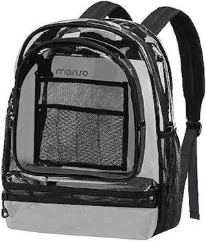 MOSISO 15.6-16 inch Travel Laptop Backpack, Waterproof Stylish Large Capacity Casual Daypack Bag for Business, Fashion TPU Transparent Computer Bag with Reinforced Strap, Black