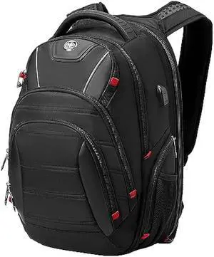 Swissdigital Design Circuit Men's Laptop Backpack for College and Business Travel with Integrated USB Charging Port and RFID Protection Fits Laptops up to 15.6 in, Black (J14-BR)