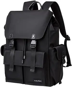 Colins Keirs 17 Inch Laptop Backpack. Drawstring Anti-theft Waterproof Tech Backpack with Laptop Compartment. Black 30L