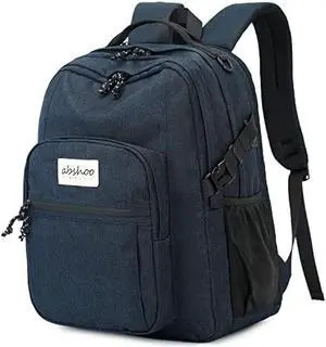 abshoo Classical Laptop Travel Backpack for Women Men College School Bookbag With USB Charging Port (Navy)