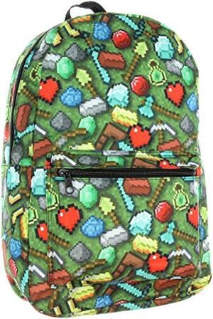 Minecraft Sword Pickaxe Items All Over Sublimated Print Laptop Backpack Bag