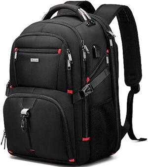 DUSLANG 50L Travel Laptop Backpack for Men Women, Water Resistant Carry on Backpack for Weekend Airline Approved for Business Work Backpack with USB Charging Port Fits 17 Inch Computer, Black