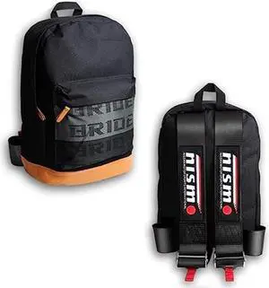W-POWER JDM Bride Racing Laptop Travel Backpack Brown Bottom with Adjustable Harness Straps (NIS-BK)