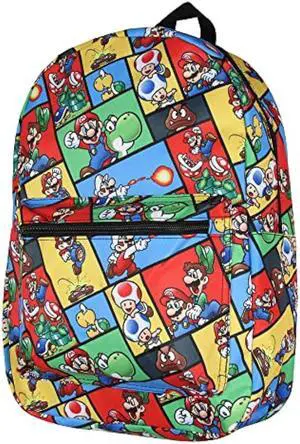 Bioworld Super Mario Backpack Multi Character Video Game School Laptop Travel Backpack