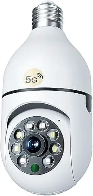 OJR 2K HD Light Bulb Security Camera, 5G/2.4G WiFi PTZ Camera Indoor/Outdoor, Full Color Night Vision, Motion Detection, Audible Alarm, Easy Installation