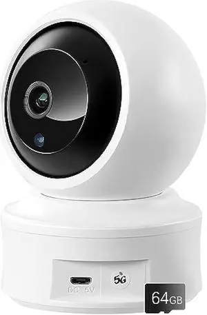 OJR Indoor Security Camera 2K HD, 5ghz WiFi Pet Camera Pan/Tilt, Motion Detect for Baby Dog Monitor, Support for 2.4G/5G Wi-Fi, Night Vision, Home Cam with 64G SD Card (LN-368)