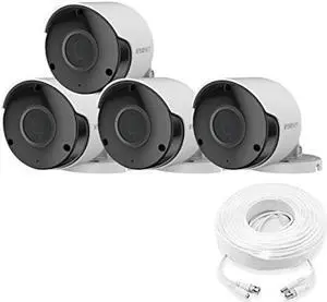 Wisenet SDC-89445BF 5MP CCTV Surveillance Weatherproof Bullet Security Camera 82ft IR Distance Plastic Housing 3.6mm Lens 104° Wide Angle (Quad Pack)