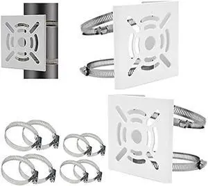Ahn'Qiraj 2Pcs Universal Vertical Pole Mount Bracket Mount Camera Adapter for CCTV Security Camera Ptz Dome Vertical Pole Wall Mounting Bracket with (8 Loops) (2)