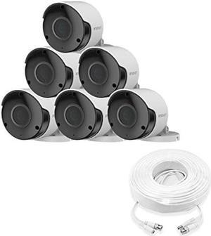 Wisenet SDC-89445BF 5MP CCTV Surveillance Weatherproof Bullet Security Camera 82ft IR Distance Plastic Housing 3.6mm Lens 104° Wide Angle (Six Pack)