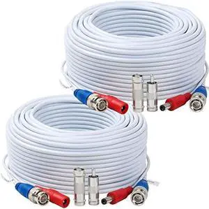 Tainston 2 Pack 100 Feet BNC Video Power Cable,BNC Extension Wire Pre-Made All-in-One Video Security Camera Wire with Connectors for CCTV Camera DVR Surveillance System