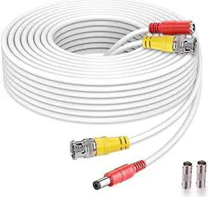 WILDHD BNC Cable,150ft All-in-One Siamese BNC Video and Power Security Camera Wire Cable,CCTV Cable with 2 Female Connectors for All Max 5MP HD CCTV DVR Surveillance System (150ft BNC Cable, White)