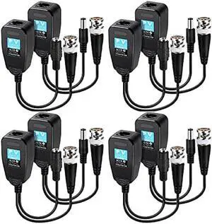 Passive Video Balun 4 Pairs RJ45 Transceiver Transmitter HD-CVI/TVI/AHD/CVBS with DC Built-in Transient Suppression Protection for 720P/960P/1080P/5MP CCTV Security DVR Surveillance Camera System Passive Video Balun 4 Pairs RJ45 Transceiver Transmitter HD-CVI/TVI/AHD/CVBS with DC Built-in Transient Suppression Protection for 720P/960P/1080P/5MP CCTV Security DVR Surveillance Camera System