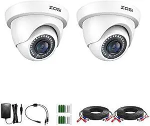 ZOSI 2Pack 2.0MP HD 1080P Security Cameras Kit TVI/CVI/AHD Indoor Outdoor 80ft Day Night Vision CCTV Dome Home Cameras for 720P/1080N/1080P/5MP/4K HD-TVI AHD CVI Analog DVR Systems