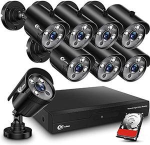 XVIM 8CH 1080P Wired Security Camera System with 1TB Hard Drive, 8pcs HD Outdoor Home Surveillance Cameras Night Vision Remote Access Motion Alert