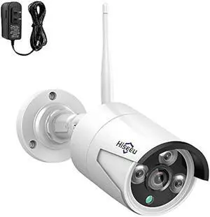 Hiseeu Camera Add on 3MP Outdoor Wireless Security Camera, Waterproof Outdoor Indoor 3.6mm Lens IR Cut Day & Night Vision with Power Adapter, Compatible 10CH Wireless Security Camera System
