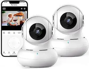 litokam Indoor Security Camera, Baby Monitor Camera with Night Version, 2K Home Security Cameras Wireless for Dog, Pet Camera with App, Two Way Audio, WiFi Camera 2 Pack
