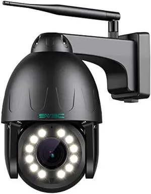 SV3C PTZ WiFi Security Camera Outdoor 15X Optical Zoom Auto Tracking 5MP Floodlight Color Night Vision Wireless IP Cam, 2-Way Audio, Black Metal Shell, RTSP, SD Card Record, BlueIris, Onvif Conformant