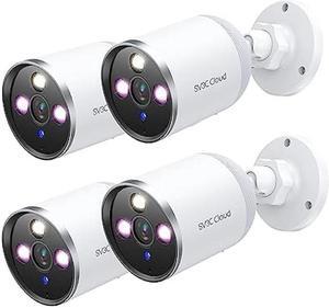 SV3C 2K WiFi Camera Outdoor, 4 Pack Wired Security IP Cameras for Home Outside Indoor Support ONVIF, Full Color Night Vision, Sound Motion Detection, Two-way Audio, Cloud & SD Card Record, USB Powered