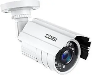 ZOSI 1080P 2.0MP HD 1920TVL Hybrid 4-in-1 TVI/CVI/AHD/960H CVBS CCTV Security Camera Indoor Outdoor, 80ft Night Vision,Aluminum Metal Cam, For 960H,720P,1080P,5MP,4K analog Surveillance DVR (White)