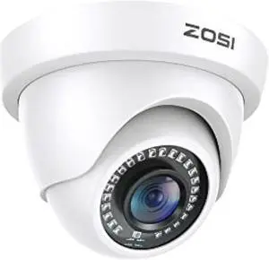 ZOSI 2MP 1920TVL Hybrid 4 in 1 TVI CVI AHD CVBS Security Camera,1080P HD Weatherproof Outdoor Indoor Surveillance Cam,Night Vision,For 960H,720P,1080P,5MP,4K analog DVR - White