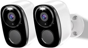 2Pack Security Cameras Outdoor Wireless,2K Battery Powered Camera for Home Security, Cloud/SD(up to 256G), No Monthly Fee, AI Motion Detection, Color Night Vision,2-Way Audio, Compatible with Alexa